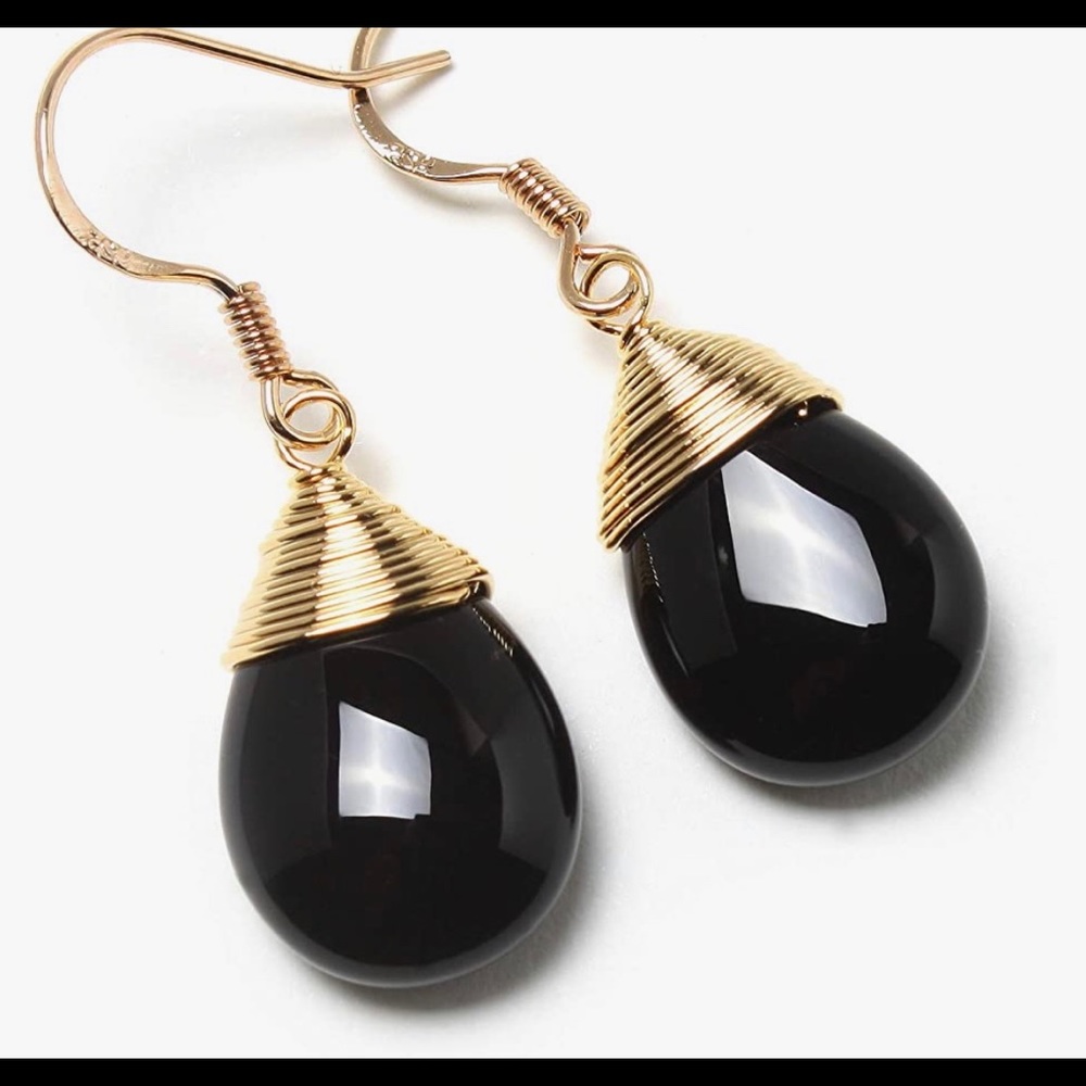 Black onyx Drop Earrings 925 Sterling